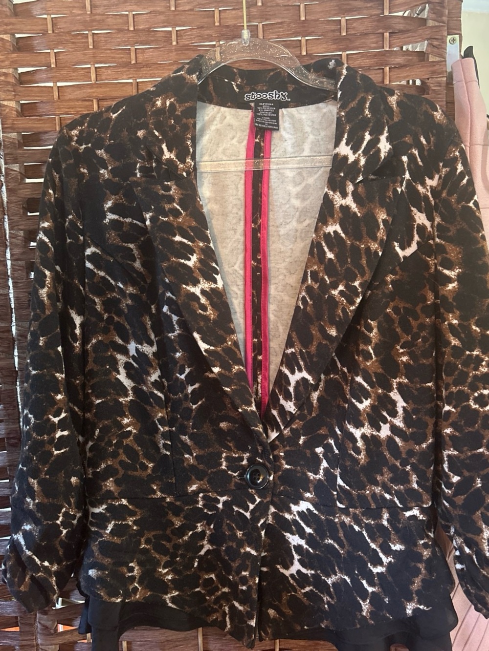 Stooshy Leopard Print Blazer in Brown and Black